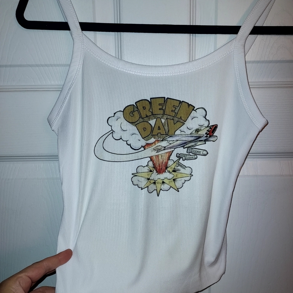 Green Day dookie crop top Green Day tank top hand cropped Green Day shirt